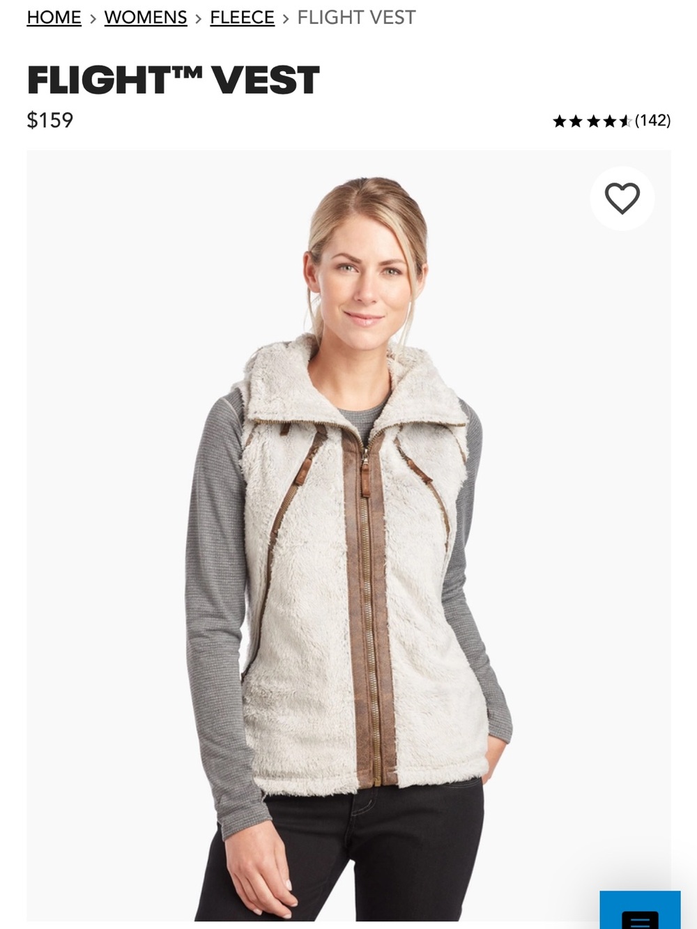 Kuhl Flight™ Sherpa Vest in Cream with Tan Trim